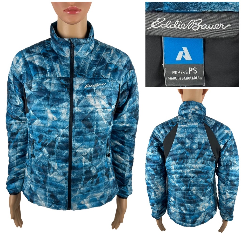 Eddie Bauer Womens Small Petite Coat First Ascent Stormdown 800 Goose Down Blue